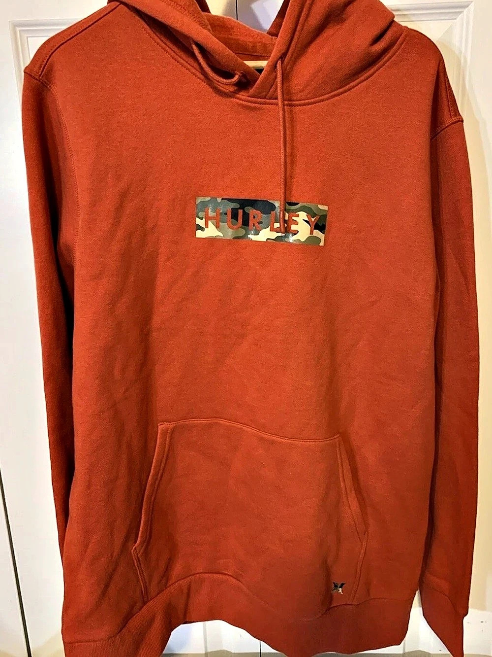 Hurley Mens Sz L Hoodie Sweatshirt Orange Camo Green